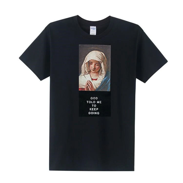 Men's Virgin Mary Printed Short Sleeve T Shirts Summer Casual  Hip Hopo Tops Tees Fashion Streetwear Tshirts