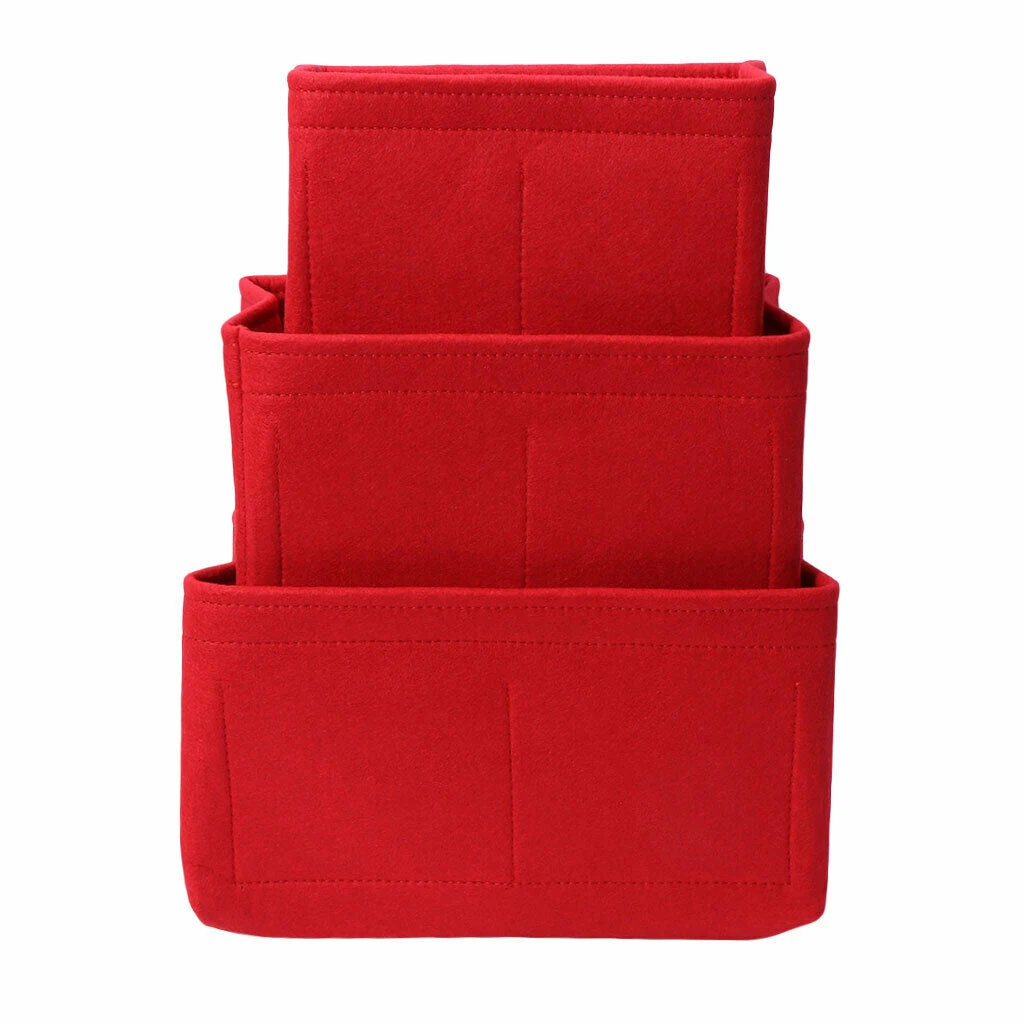 Borsa portaoggetti per la casa borsa con inserto in feltro Organizer per il trucco borsa interna borse per cosmetici portatili stoccaggio rosso