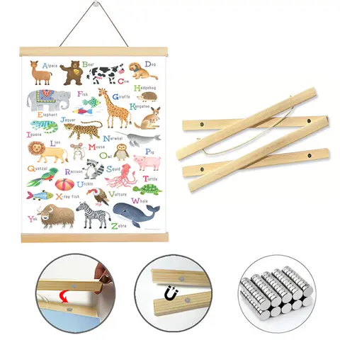 Marcos magnéticos de madera de pino de teca, colgador de carteles, marco para pared, arte, lienzo impreso, pintura, decoración del hogar para habitación de niños, 30x40, 40x60CM