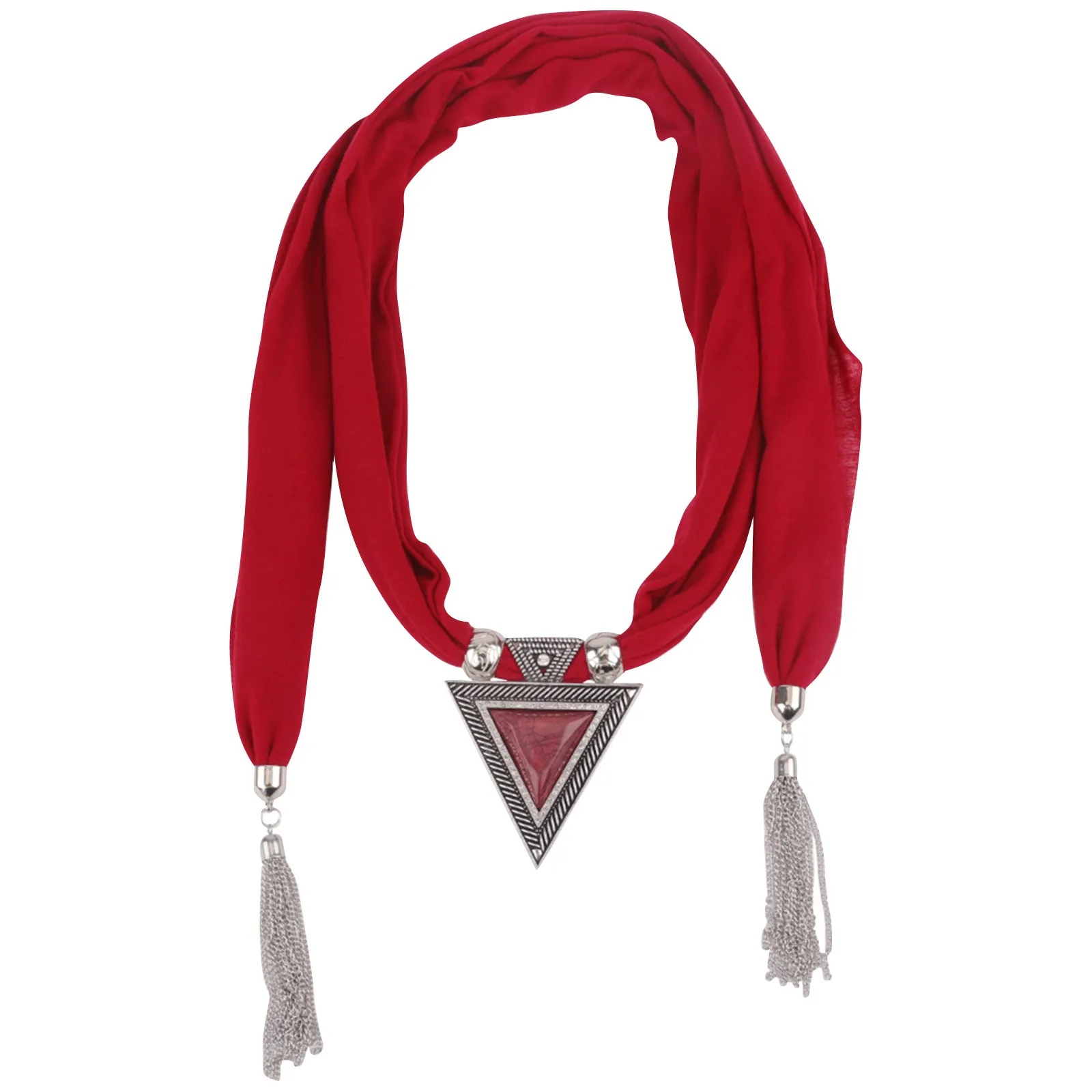 Resin Alloy Big Three-Color Pendant Scarf Gorgeous Beaded Scarf Ladies Scarf Accessories Necklace Ethnic Style Scarf 목도리