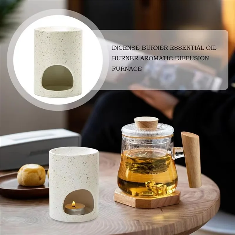 ABRS-Home Ceramics Fragrance Diffuser Relaxing Wax Melt Burner For Beauty Salon Living Room