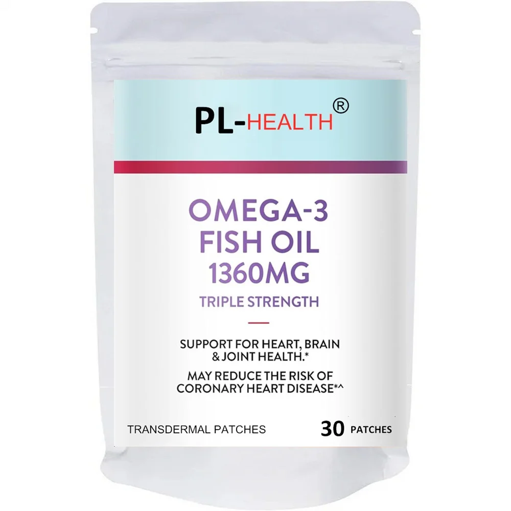 30 Patches Omega-3 Fish Oil Transdermal Patches Heart Health, Cardio Support, Rapid-Release