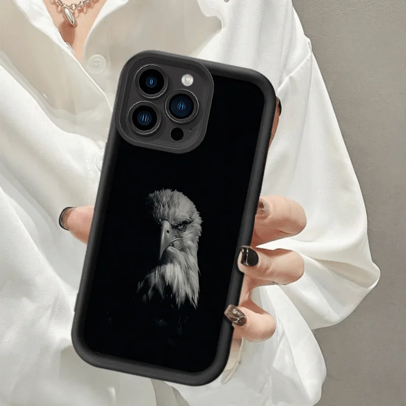 

Minimalist eagle pattern phone case for iPhone 16 15 14 13 12 11 Pro/ Max/Plus shock-proof rear cover anti-fingerprint