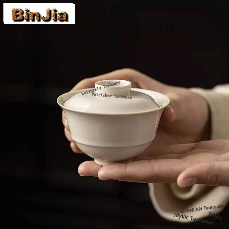 

90ml Plant Ash Cover Bowl Household Anti Scald Gaiwan Antique Tea Tureen Tea Brewing Chinese Tea Cup Tea Services Collection