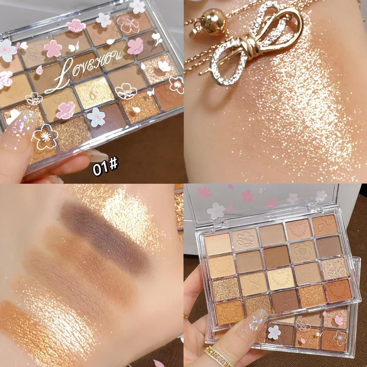 Stile coreano 20 colori Peach Blossom Eye Shadow Palette Glitter Cream Shimmer Shine Waterproof Palette Natural Matte Eye Pigment