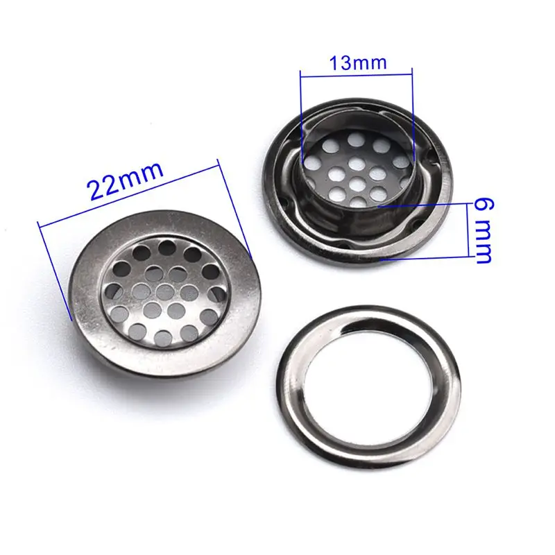 100Sets Metal Mesh Eyelet with Washer, Metal Grommets Eyelets, Black for Mattress and Garment, Inner Size of 13mm, JY-021