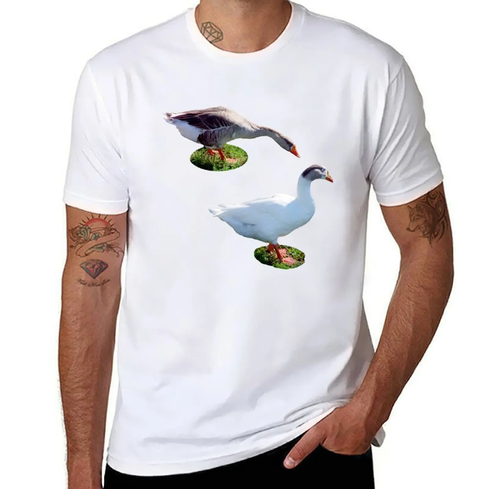 

Two Geese T-Shirt man t shirt summer t shirt man cotton T-Shirt