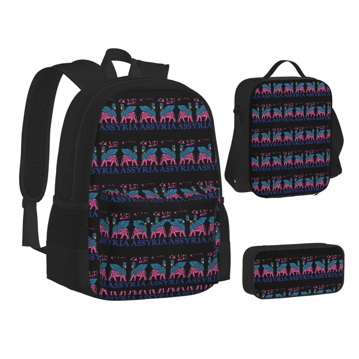 

Luxury Assyrian Suryoyo Flag Backpacks Boys Girls Bookbag Students School Bags Kids Rucksack Lunch Bag Pen Bag Three-Piece Set