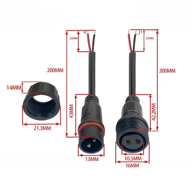 1 Juego IP67 impermeable 2/3/4/5 pines LED macho hembra Cable conector 20cm tira de luz LED conector de Cable