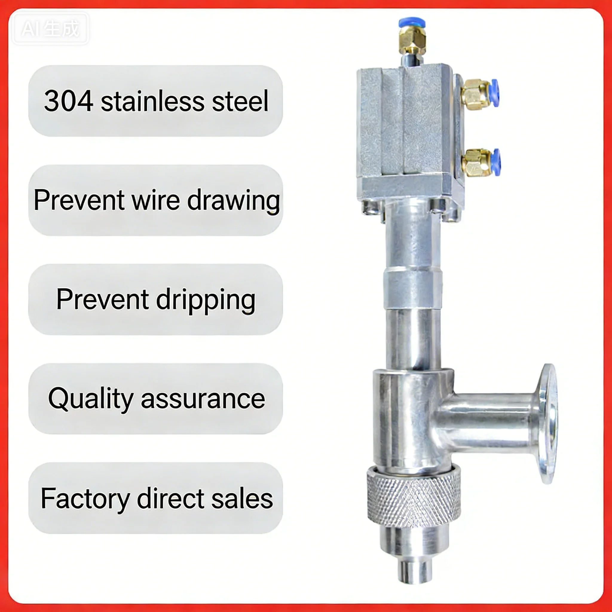 Blow-Type Anti-Drip filling Head, Paste and Liquid Anti-Drawing filling Valve Discharge Nozzle, 304 Stainless Steel 1pcs