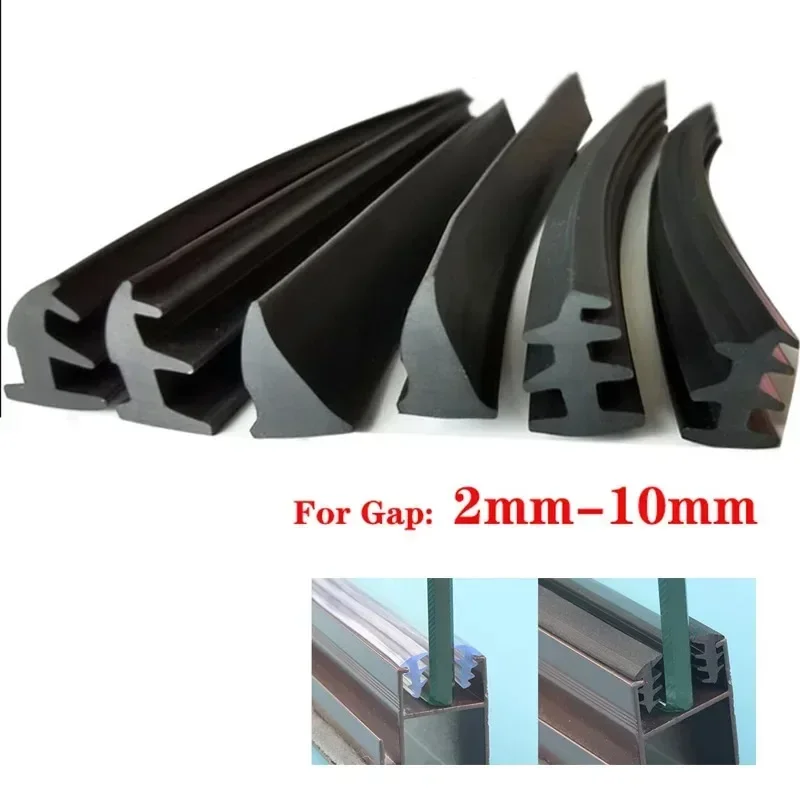 1/5/10M Door and Window Sealing Strip Aluminum Windproof Alloy Fixed Glass Gap Three T Type Fill The Card Slot Rubber Strips