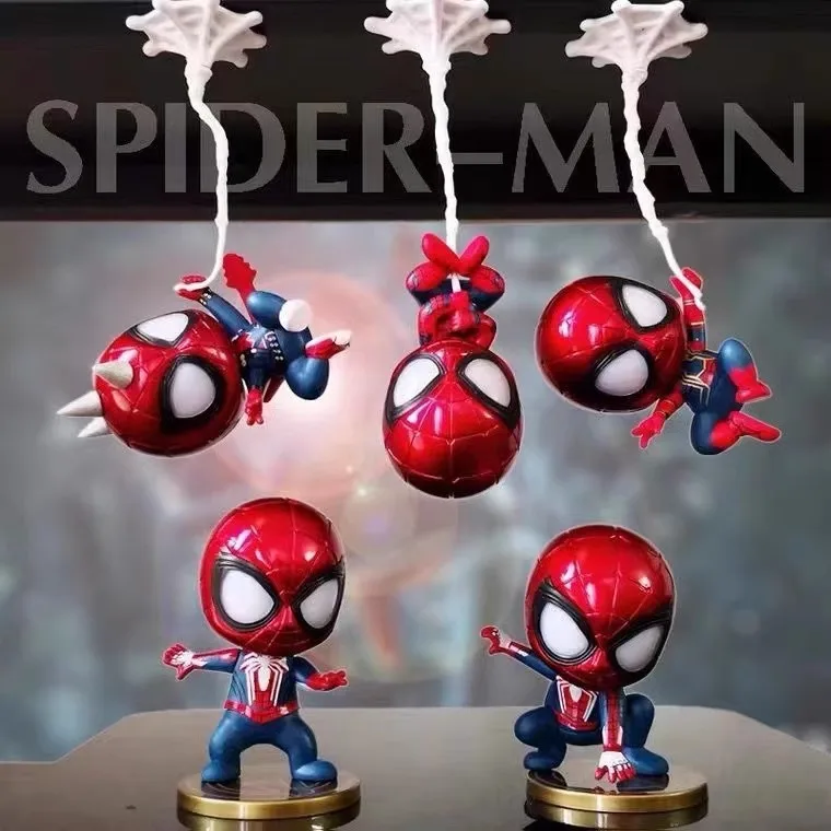 

Marvel Q-Version Spider Man Mini Action Figurines Toy Man Desktop Car Ornaments Model Birthday Gifts Wholesale