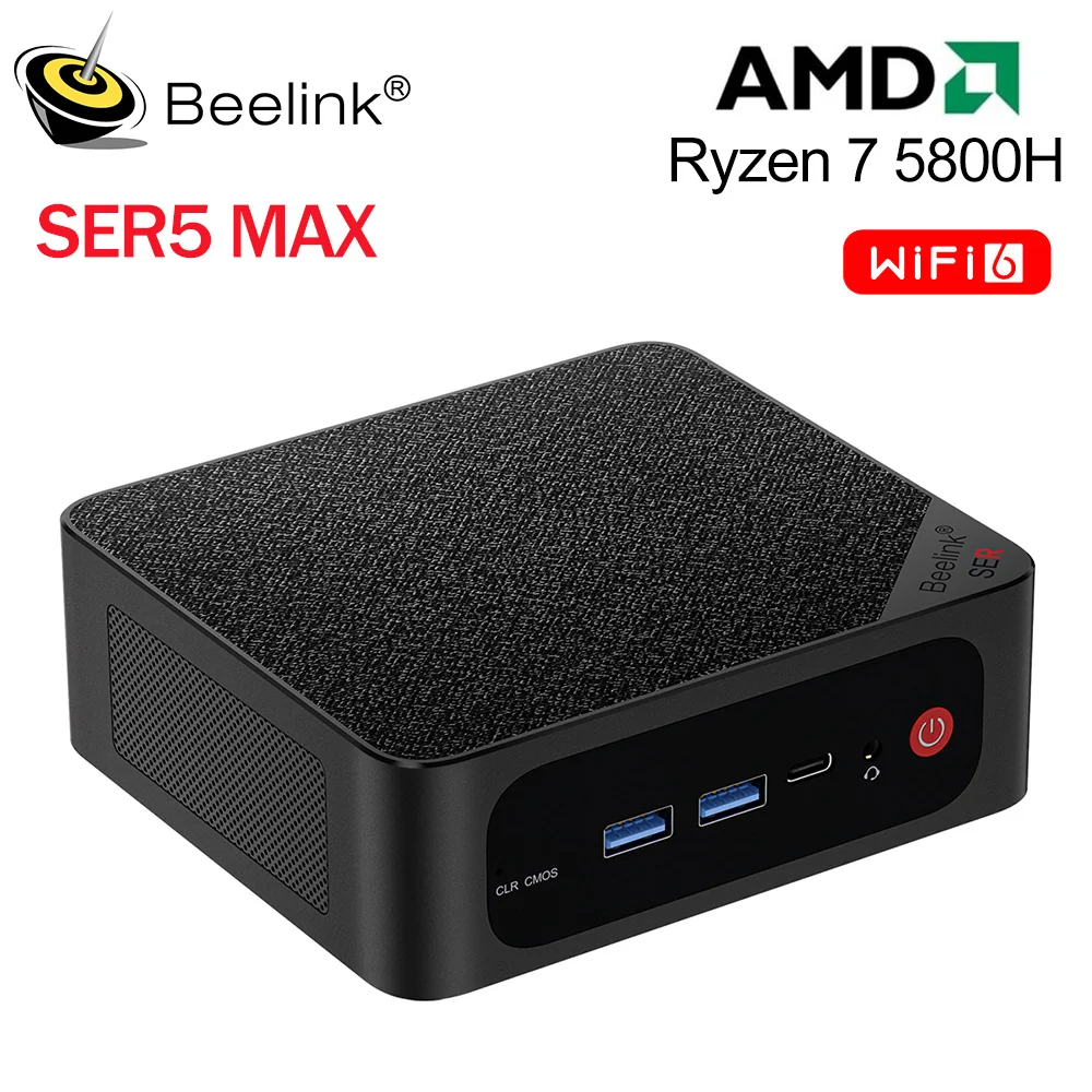 Beelink-Mini PC AMD Ryzen 7 5800H 5700U 5 5560U SER6 MAX SER5 Pro Gaming Home Desktop Computer, WiFi6 DDR5 SSD