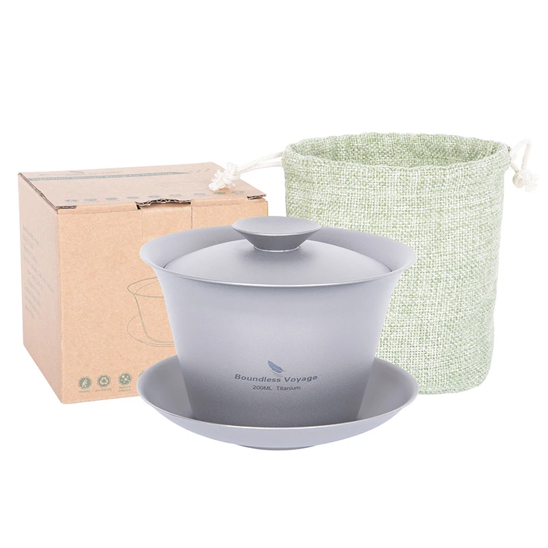 Boundless Voyage Titanium Gaiwan Kung Fu Tea Cup With Lid Double Walled Durable Tea Bowl With Cover Portable Tea Set Outdoor