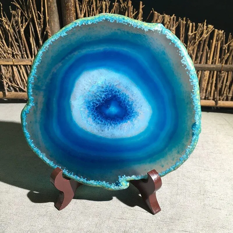 Natürliche echte Geode Achat unregelmäßige ovale Schmuck Display Stand Tasse Matte unpoliert Reiki Heilung Kristall Lagerung Matte DY-68
