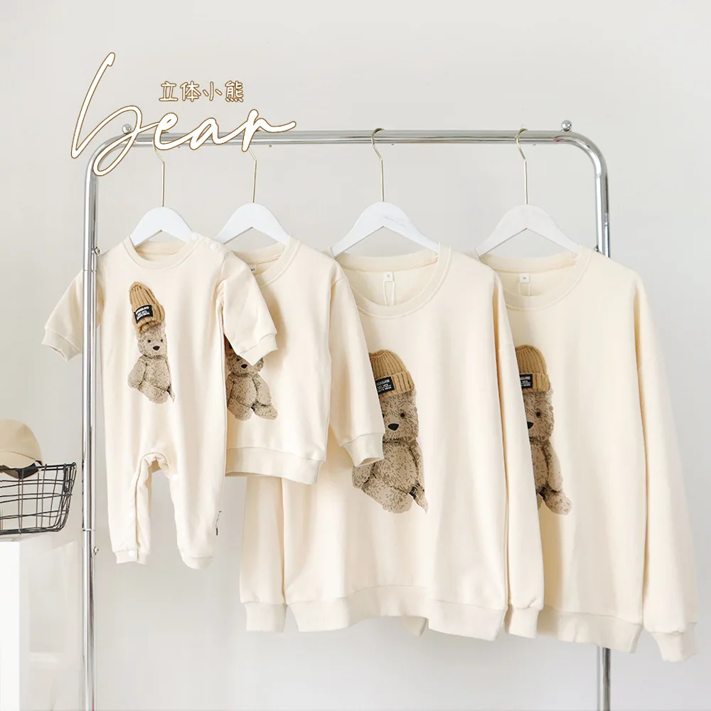 

Family Matching Outfits Mom Dad and Son Sweatshirts Newbonr Bodysuit Mother Daughter Girl Same Tops and Plaid Skirts Clothes Set