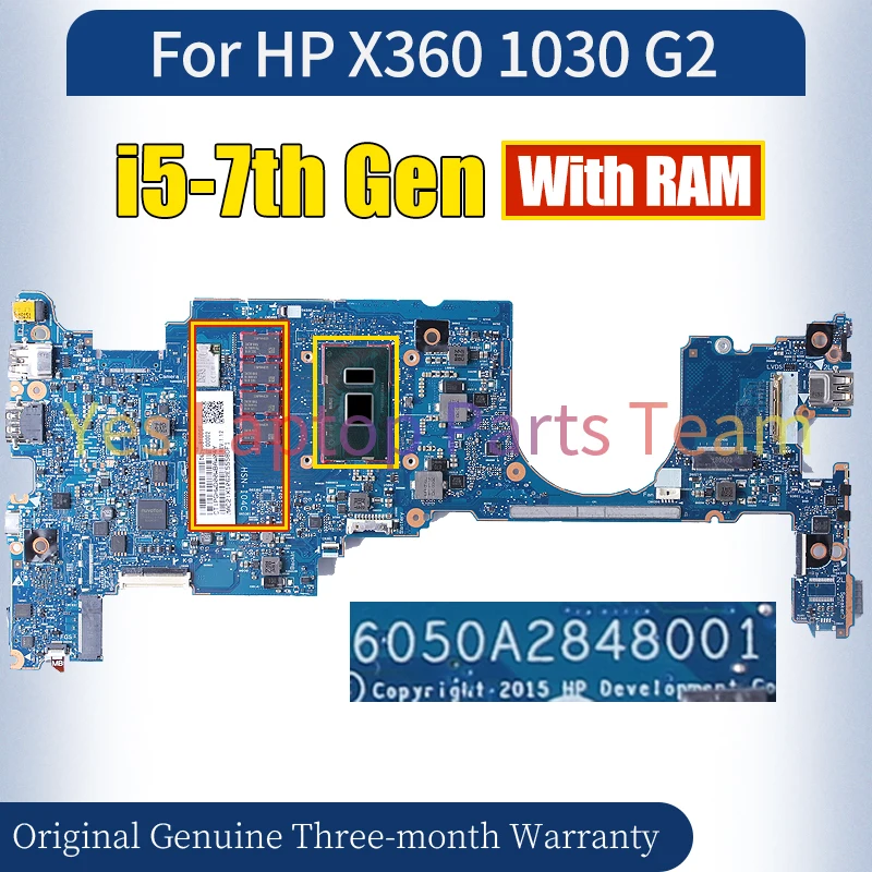 Imagem -02 - Laptop Mainboard com Ram 100 Testado Notebook Motherboard 6050a2848001 para hp X360 1030 g2 920053601 I57200u