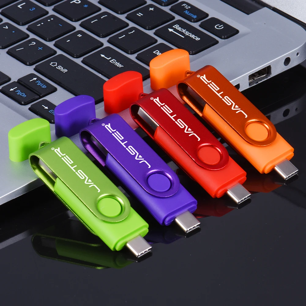 JASTER High Speed TYPE C 3.0 Pen Drive 128GB Free Keychain USB Flash Drive Rotatable Memory Stick Computer Mobile Phone 2 in 1