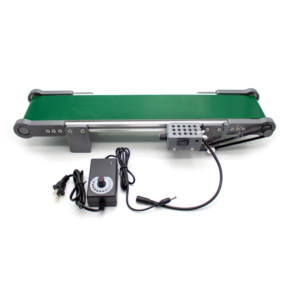 حزام ناقل سطح المكتب الكهربائي بتيار مستمر 12 فولت - سرعة قابلة للتعديل 0-116 دورة في الدقيقة لنموذج المصعد وتجربة الاحتكاك