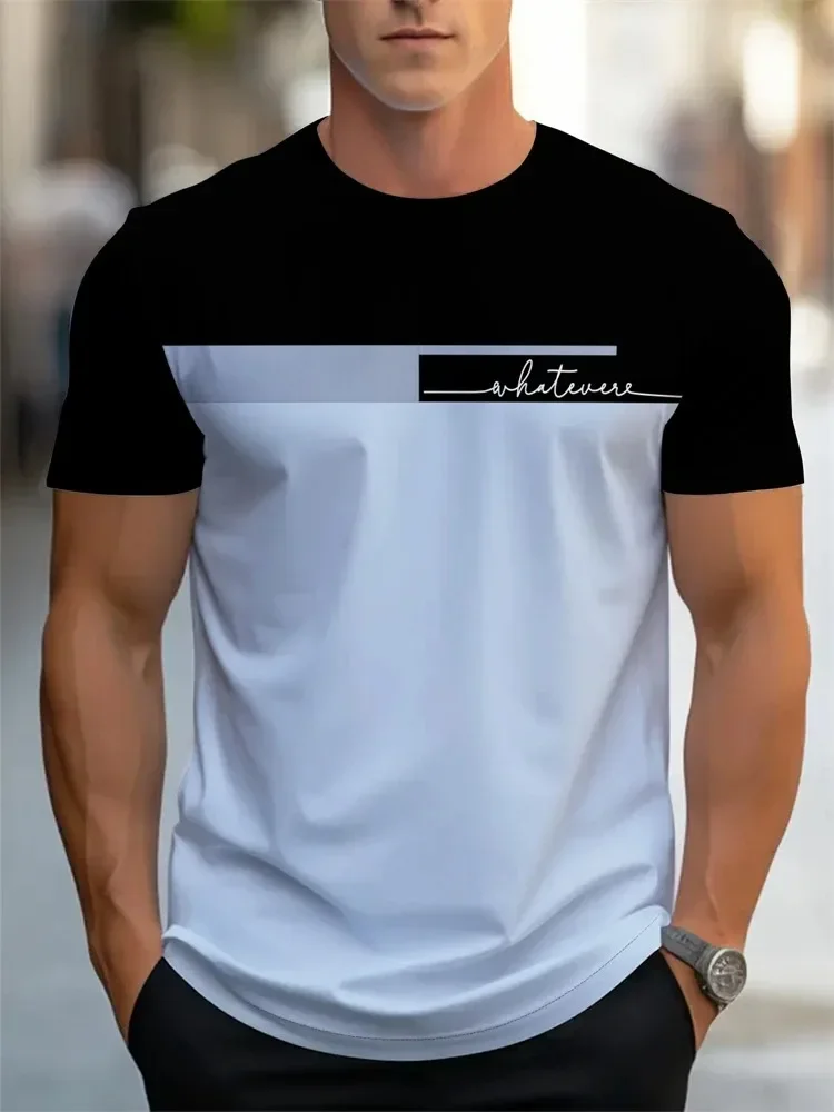 Sommer-T-Shirt für Herren mit Buchstabenmuster, atmungsaktiv, bequem, schlicht, Rundhals-T-Shirt, Outdoor-Sport, Freizeit-Oberteile