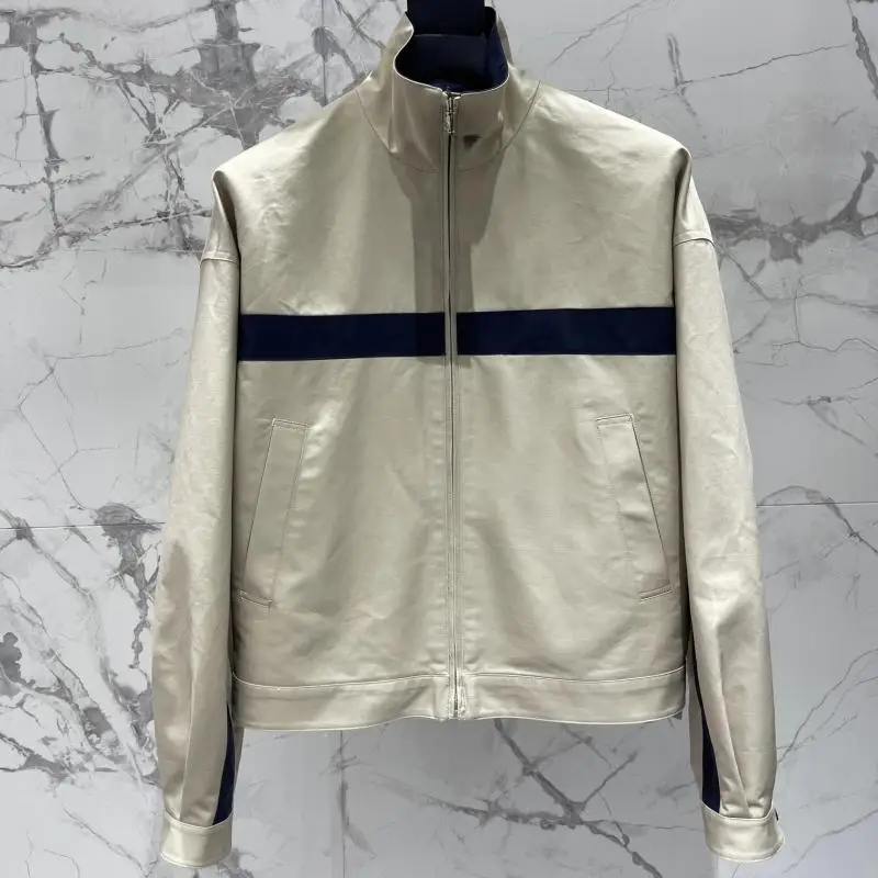 European Station New Retro Stand Collar Zipper Contrast Short Jacket Women's Loose All-match Handsome Jacket Spring And Autumn T