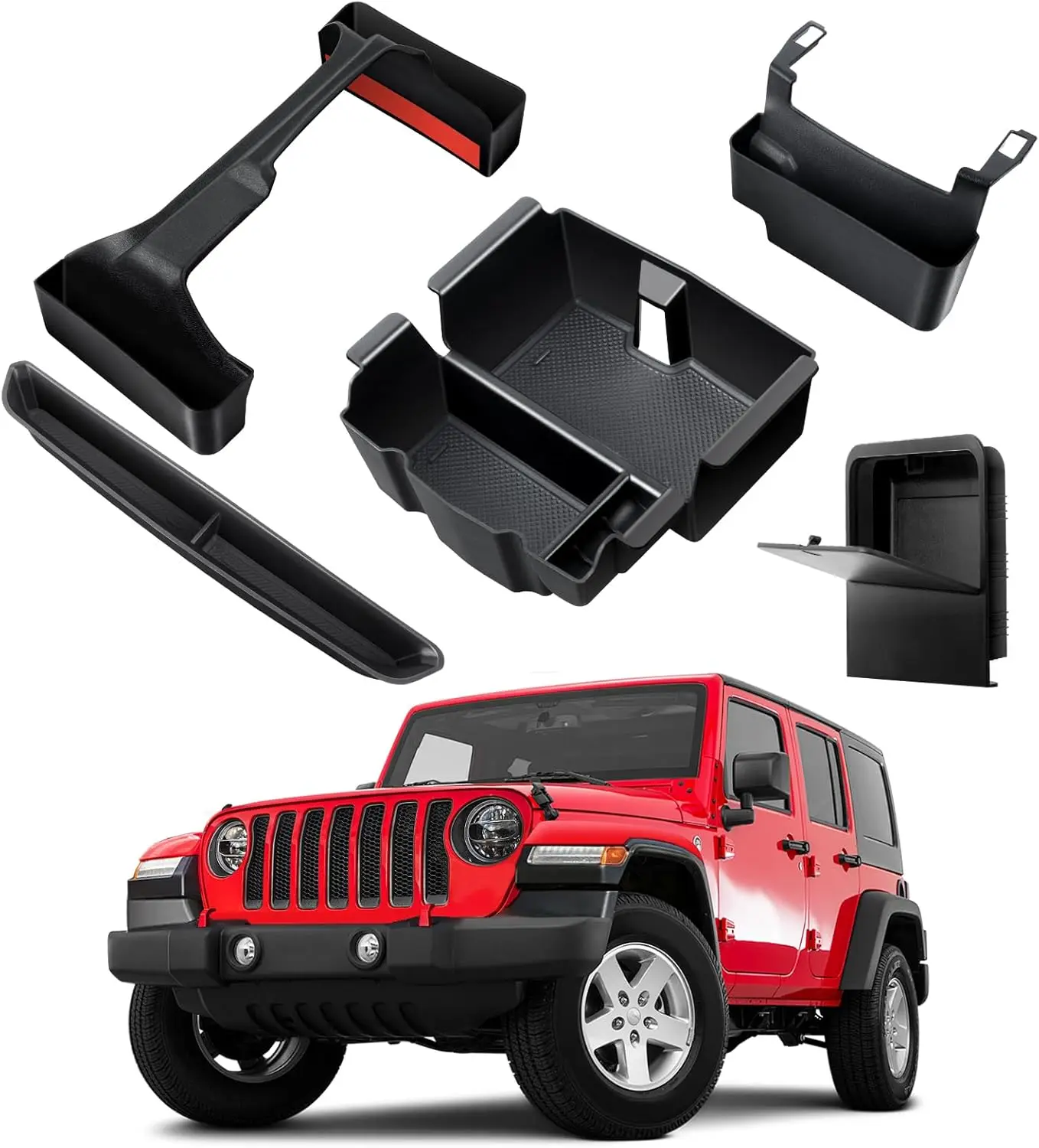 

5PCS Center Console Organizer for 2018-2023 JL JLU and Gladiator JT Accessories, Gear Tray, Hanging