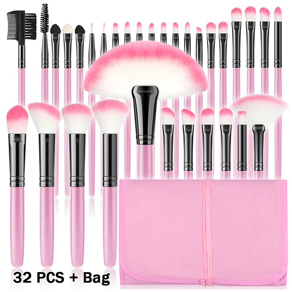 

Профессиональный набор кистей для макияжа, 32 шт., мягкая пушистая косметическая основа, пудра, тени для век Кабуки, растушевка кистей для макияжа, инструмент для красоты