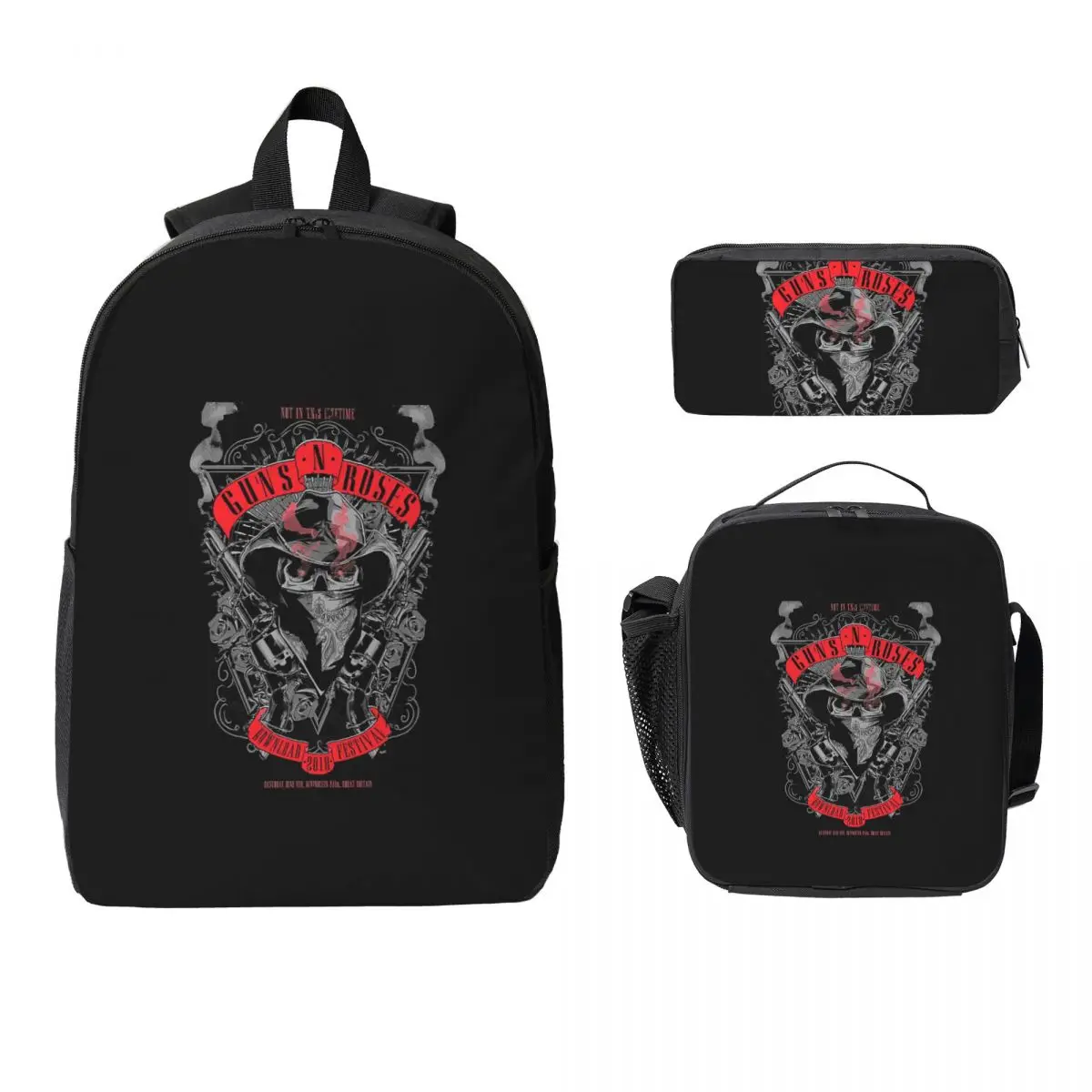 

Guns N Roses Lightsaber Merch Backpack Boys Girls BookBag School Bag Laptop Shoulder Bags 3ps Insulated Lunch Bag Pencil Case