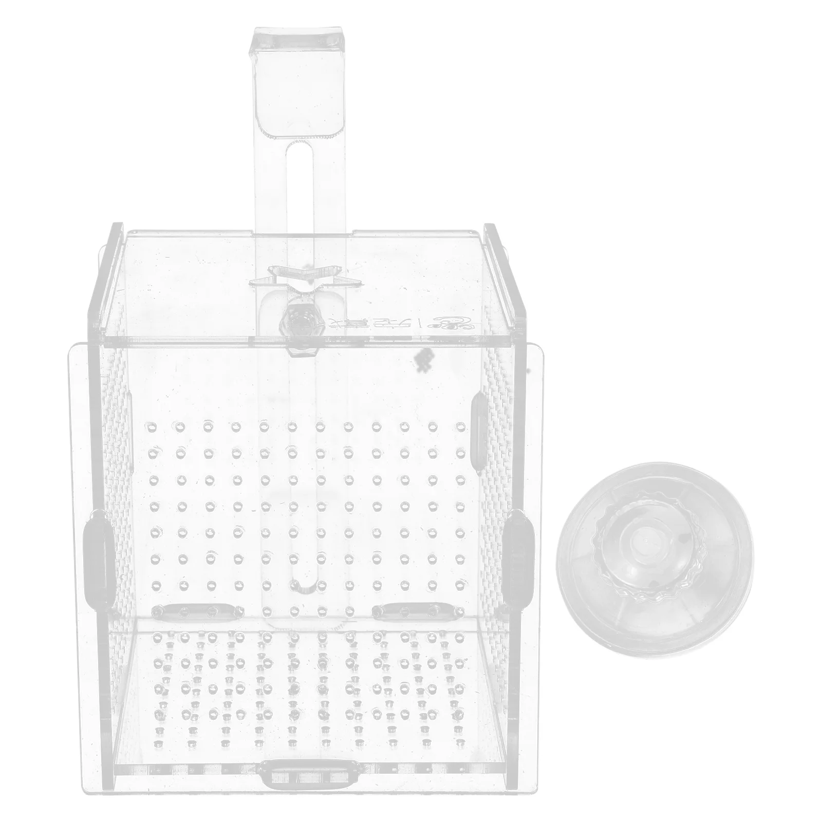 

1Set Fish Tank Isolation Box Acrylic Storage Box Suction Cups Hook Aquarium Breeding Holder Fish Hatchery Incubator