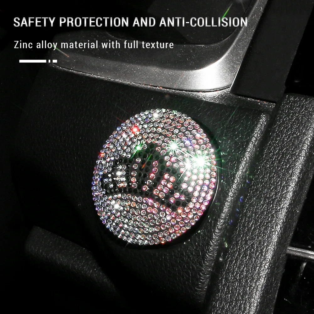 Car One-click Start Button Crystal Matching Button Strip Car Circle Suv Car Start Button Sticker Crystal Diamond Car Accessories