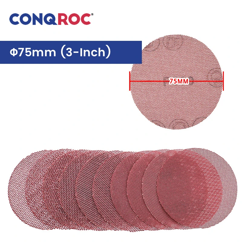 75mm(3-Inch) Sanding Discs Dust Free Mesh Grid Aluminum Oxide Dry Sandpapers Hook & Loop 100-Piece Grit P80~800