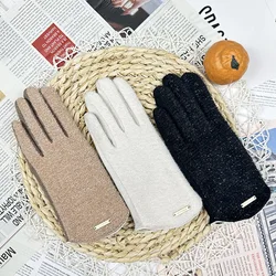 Fashion Elegant Women Autumn Winter Keep Warm Touch Screen Gloves Retro Style Drive Cycling Soft Thin Section Not Bloated