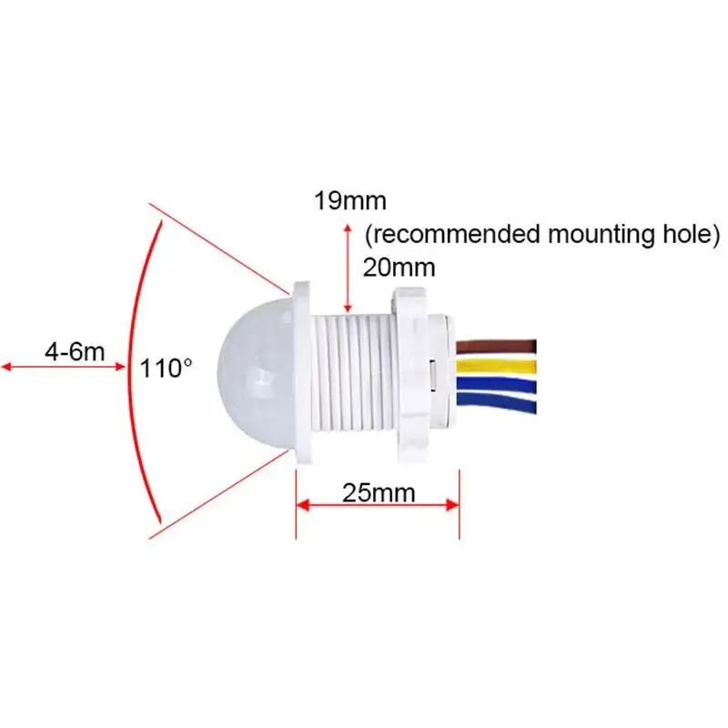 Time Delay Motion Sensor Switch for Led Light Bulb Downlight Fan Lamp AC 85-265V PIR Infrared Movement Detector Adjustable Smart