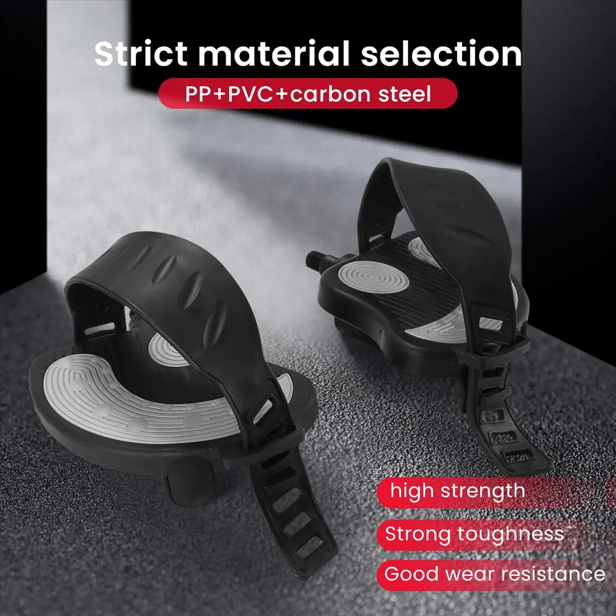 Compatible Exercise Stationary-Bike-Pedals with Straps - 1 Pair Fitness Bike Pedals Replacement Parts 1/2