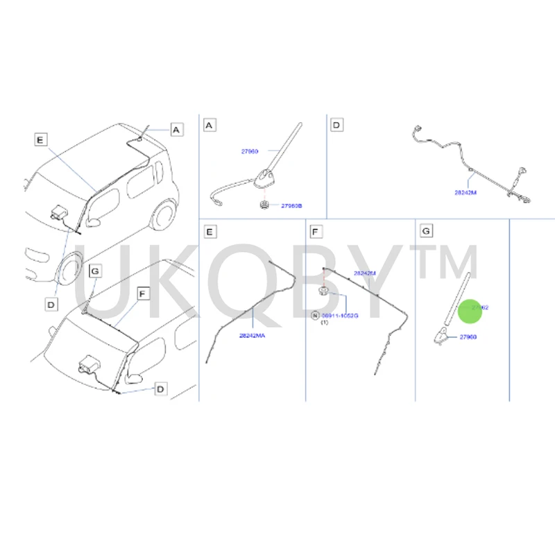 28215-1FC0A Suitable for Nissan and Ni ss an Qi da Signal receiving antenna mast, wireless radio mast