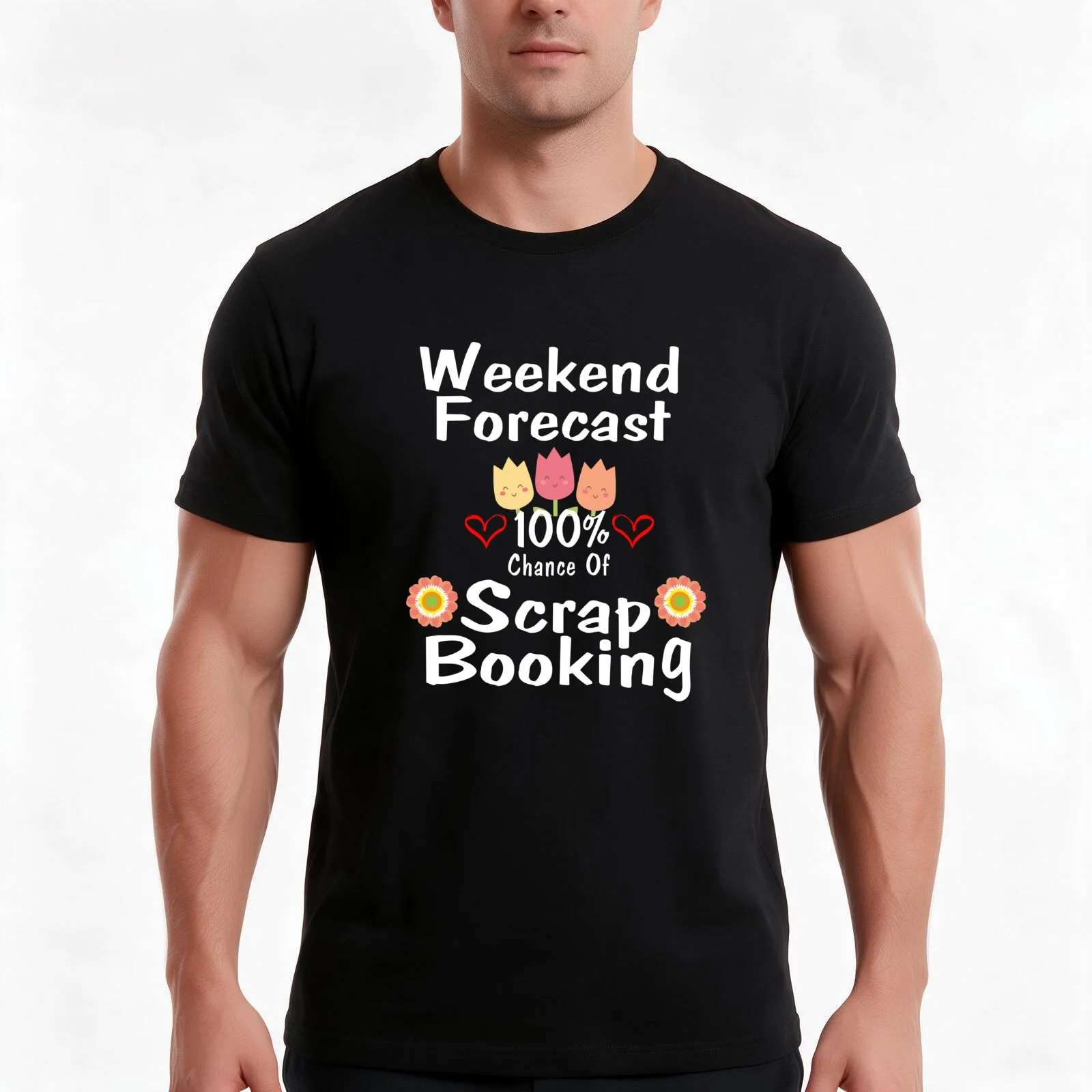 Funny Scrapbooking Tee 100 Percent Chance of Scrapbooking T-Shirt Summer Casual Cotton Tee, Unisex Men Women