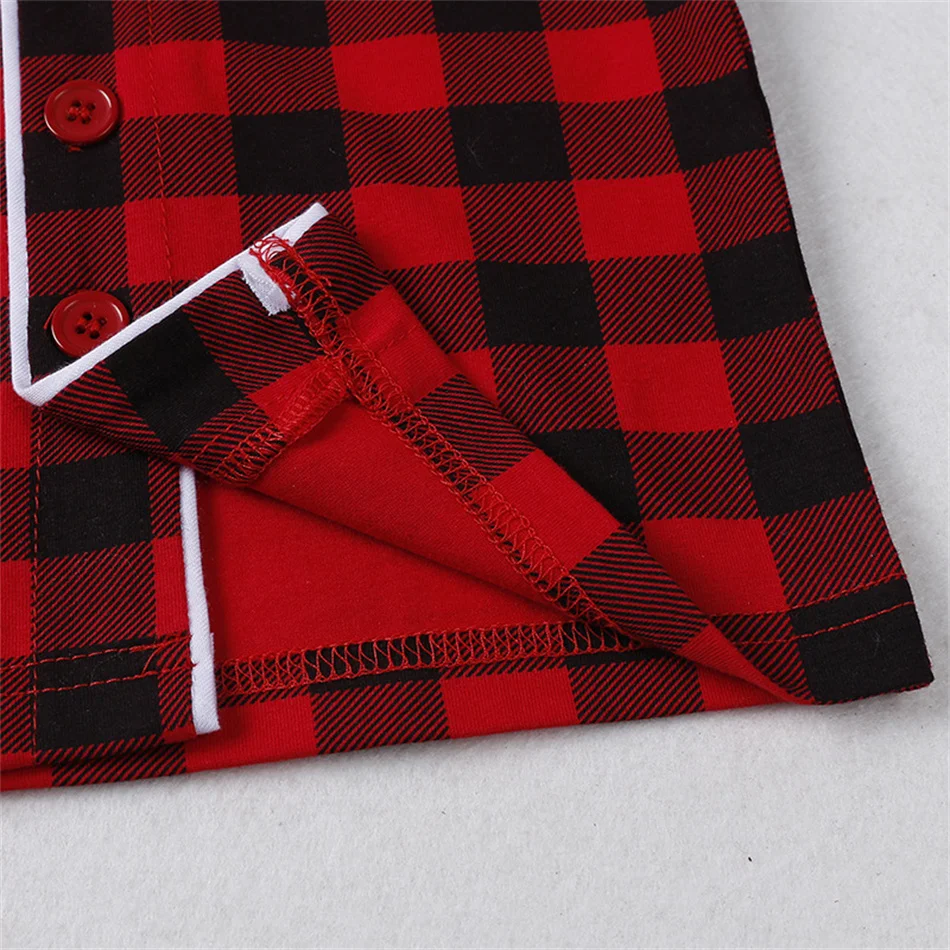 Toddler Christmas Loungewear Clothes Kids Red Black Plaid Long Sleeved Casual Pajamas for Baby Boys Girls Soft Warm Sleepwear