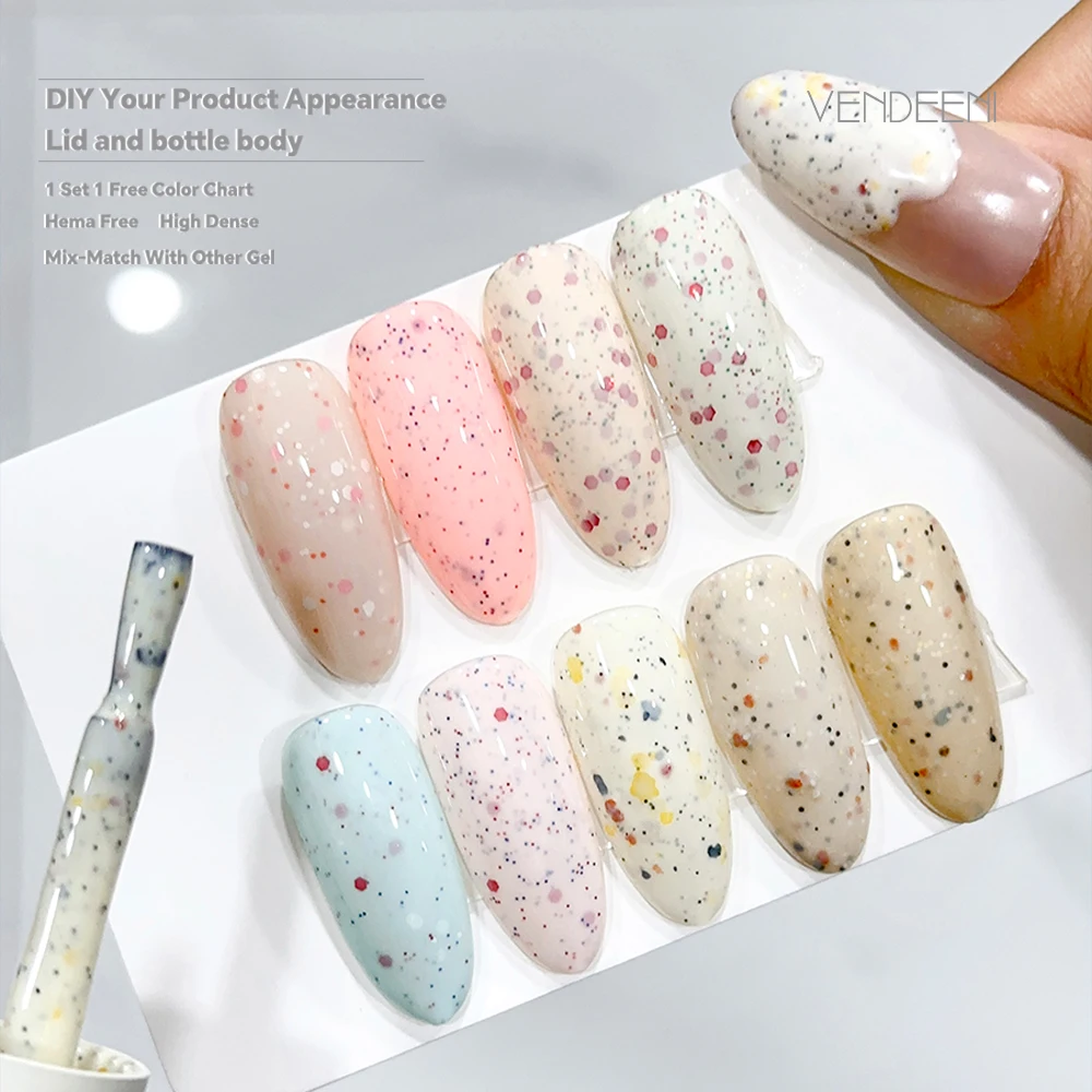 Vendeeni 9 Farben/Set Schneeflocke Milch Eierschale Gel Nagellack UV LED Creme Spot Maniküre Nagellack mit Farbkarte