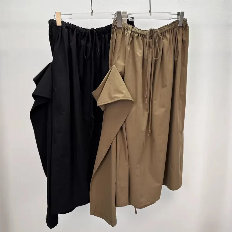 Spring and Summer Design Casual Style Asymmetric Large Pockets Mid-Length Skirt Loose Long Dress for Women y2k clothes