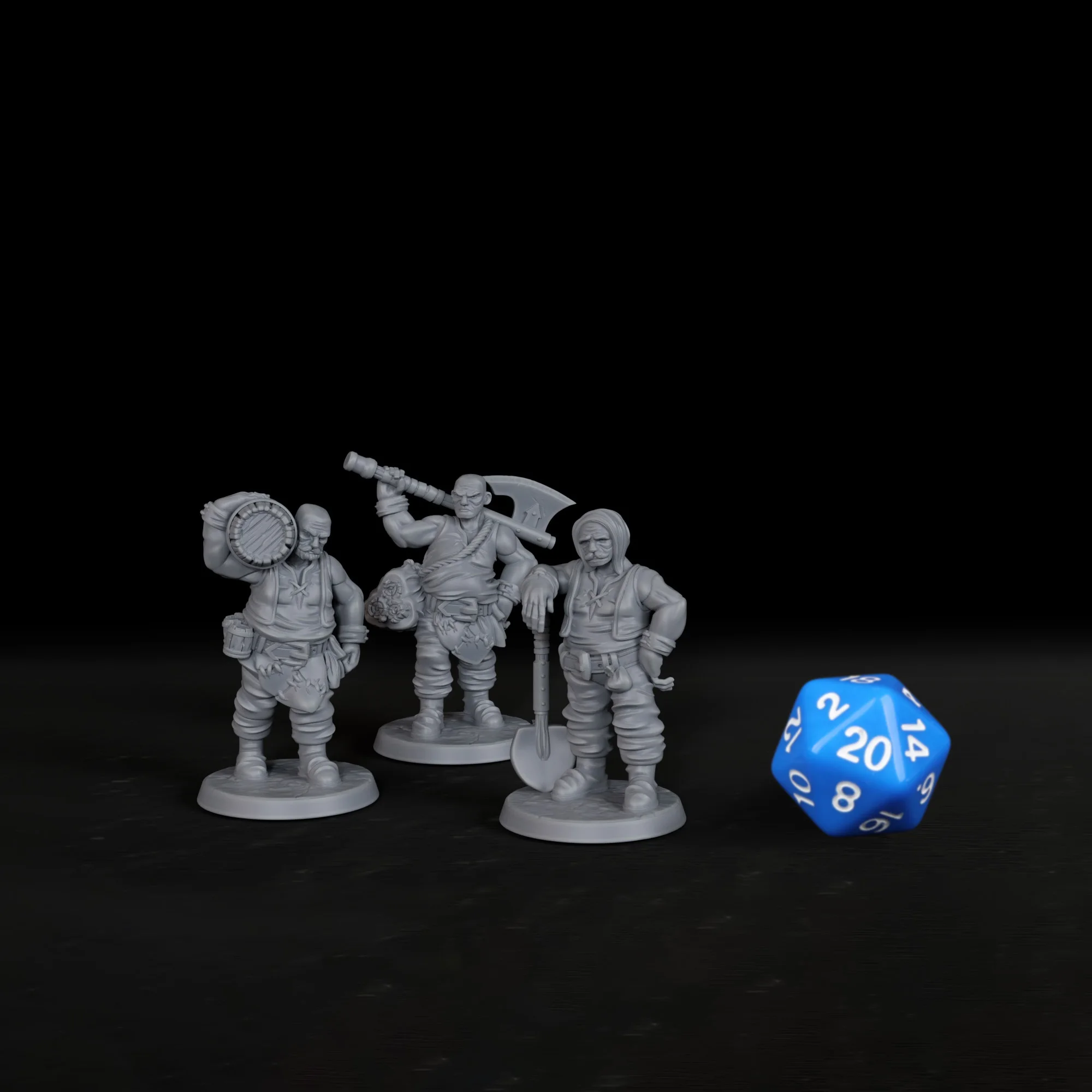 3pcs Male Townsfolk Miniature - Great Christmas & Halloween Accessory for Classic RPG Tabletop Game, Collectors' First Choice view 2