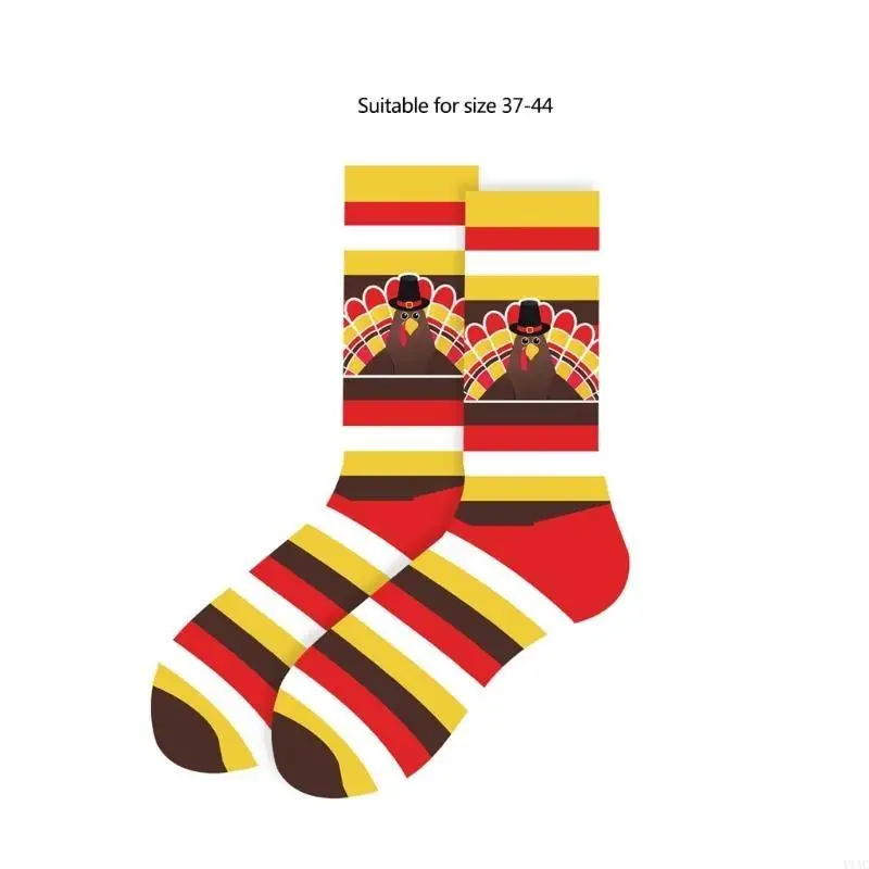 Festives Thanksgiving Socks for Women Men Fall Colors Pumpkin Turkey Socks Y1AC