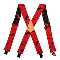 MELOTOUGH Men's Suspenders Fully Elastic 2 inch Wide X back Heavy Duty Work Suspenders