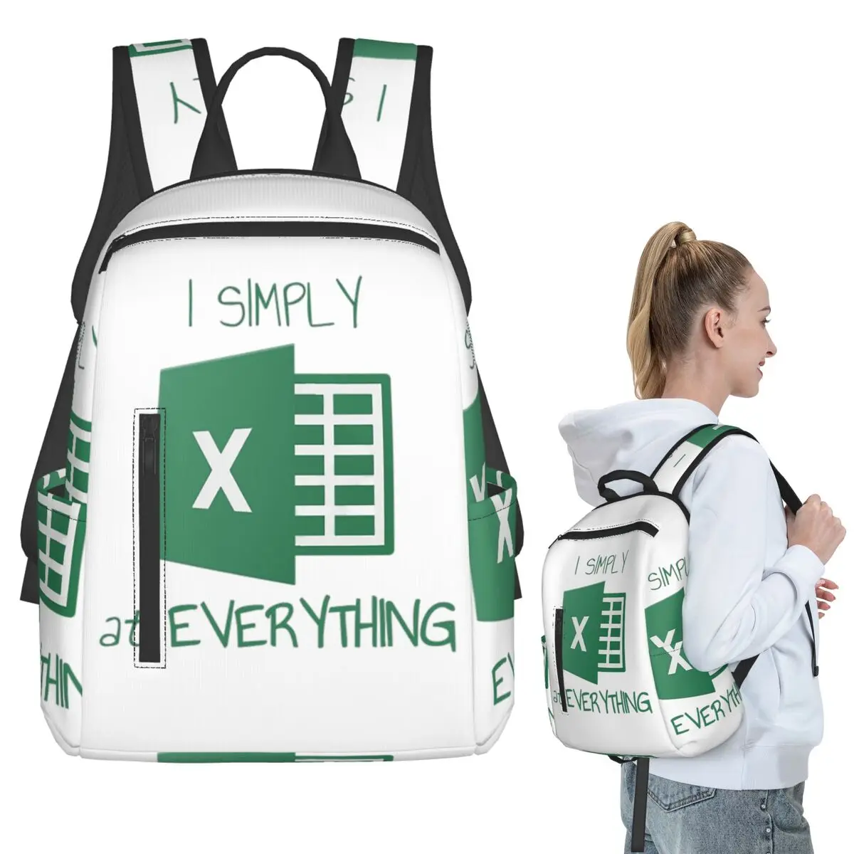 I Simply Excel At Everything Backpack Student BookBag Children School Bag Laptop Shoulder Bags Boys Girls