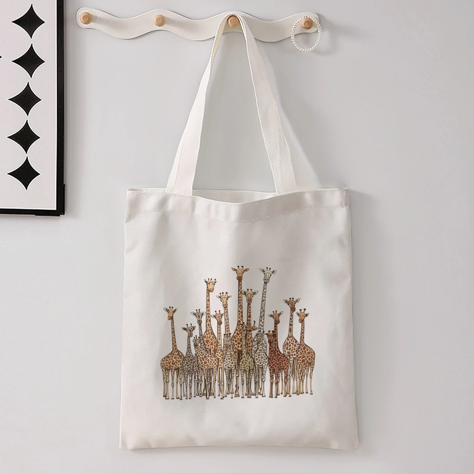 Group Giraffes Print Tote Bag Large Shoulder Handbag For Shopping Daily Commute