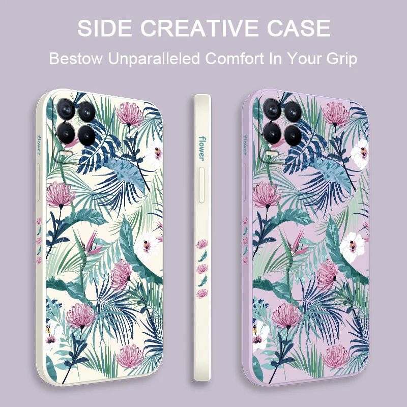 Soft Silicone Phone Case For OPPO Realme 13 11 10 Pro Plus Colorful Painting Flowers Plants Pattern Shockproof Bumper Back Cover