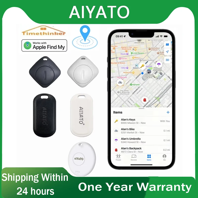 

AIYATO Bluetooth TRACKER LOCAT Смарт-теги Smart GPS Air Tag Кошелек-трекер Смарт-теги для ключей для Apple Find My Device