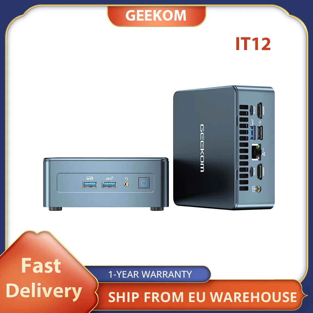 GEEKOM-Mini PC IT12, Intel i7-12650H, 10 núcleos, hasta 4,70 GHz, 32GB RAM, 1TB SSD, WiFi 6E Bluetooth 5,2, alta eficiencia