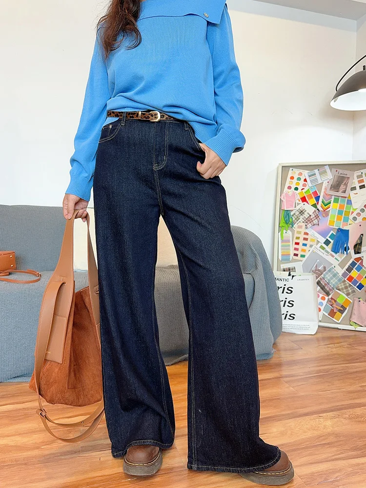 

Джинсы с высокой талией, широкими штанинами, прямым кроем, длиной в пол, с кружевной отделкой, свободного кроя, из высокоэластичной хлопковой ткани, повседневные