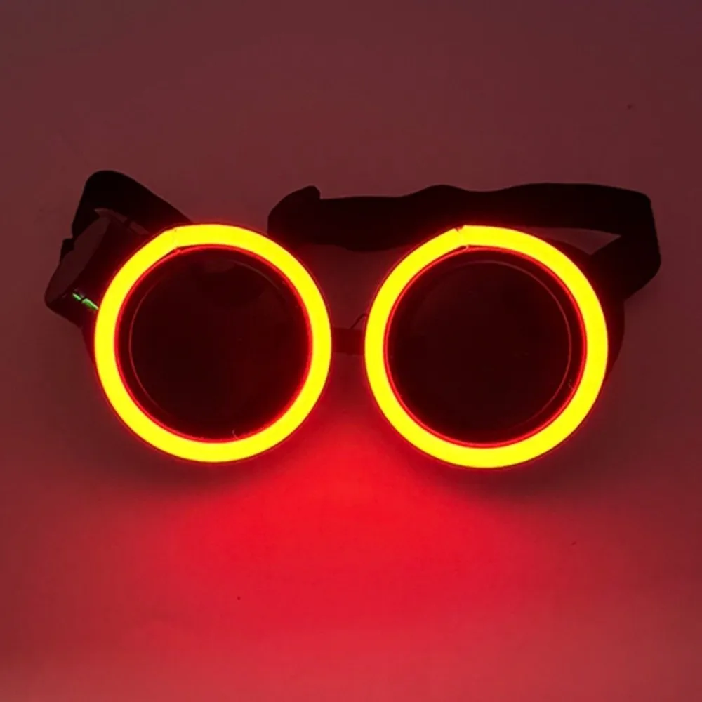 Festival Supplies Wireless LED Glowing Glasses Round Cool Light Up Glasses Funny Punk Style Novelty Party Glasses Club Props
