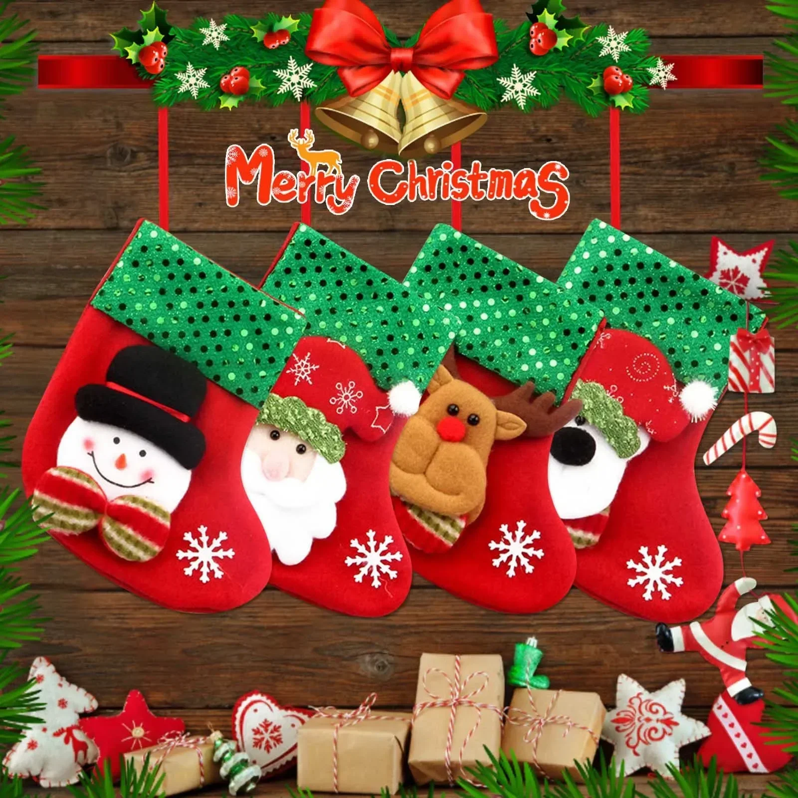 

Christmas Stocking New Year Christmas Tree Pendant Decorations For Home Xmas Gift Holders Alphabet Christmas Decoration Socks